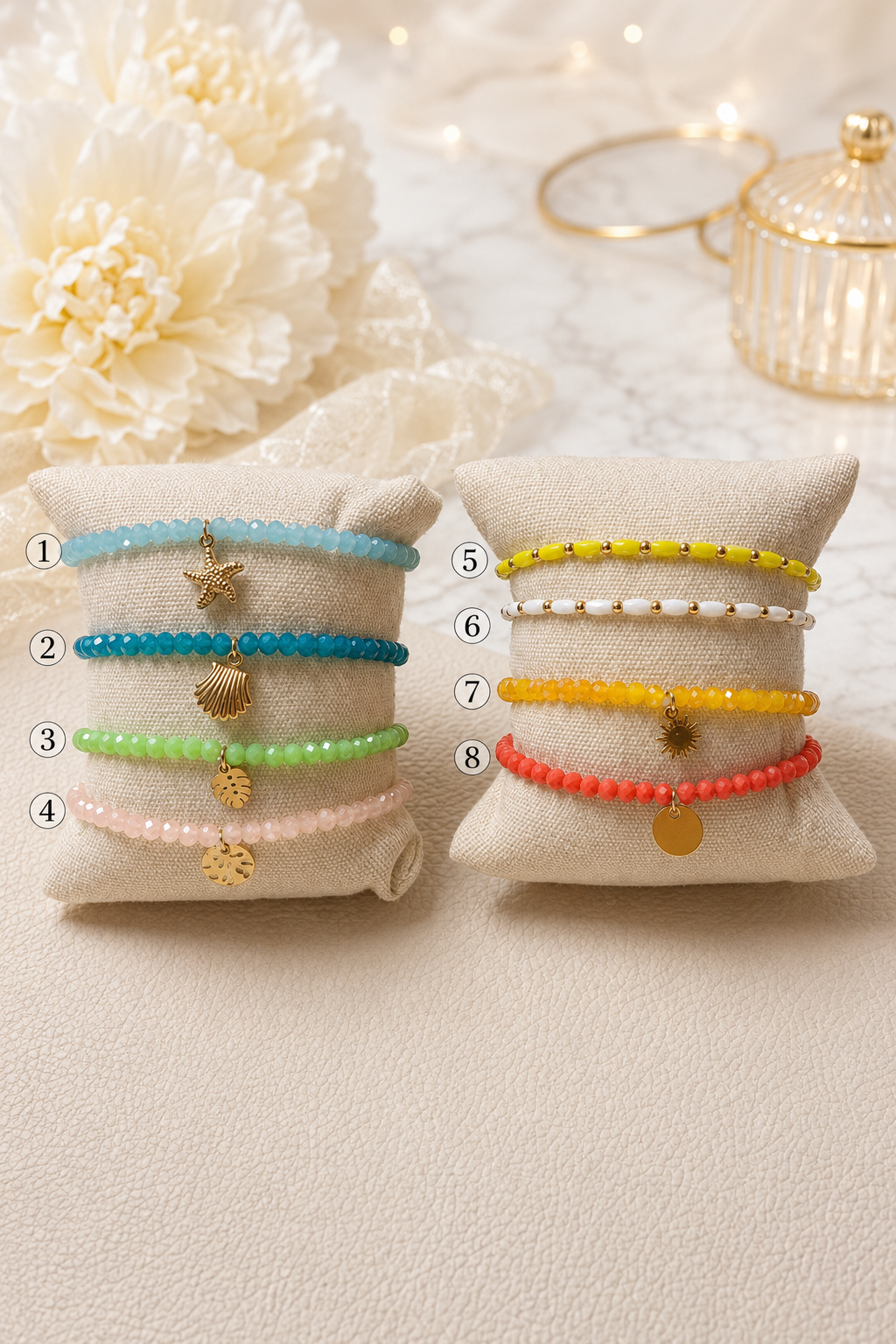 Bracelet élastique cristal (clique sur ton numéro)