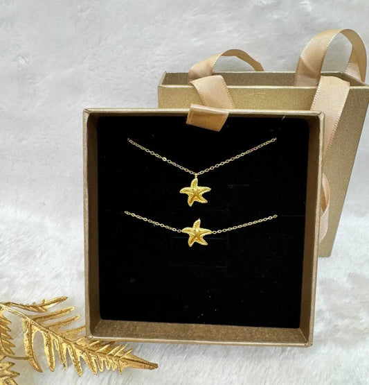 Coffret Noël Acier Inoxydable Doré (Collier+Bracelet)