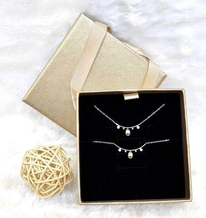 Coffret Noël Acier Inoxydable Argenté ou Doré (Collier+Bracelet)