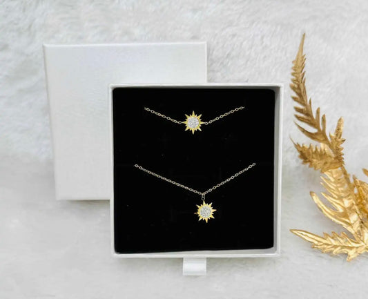 Coffret Noël Acier Inoxydable Argenté ou Doré (Collier+Bracelet)