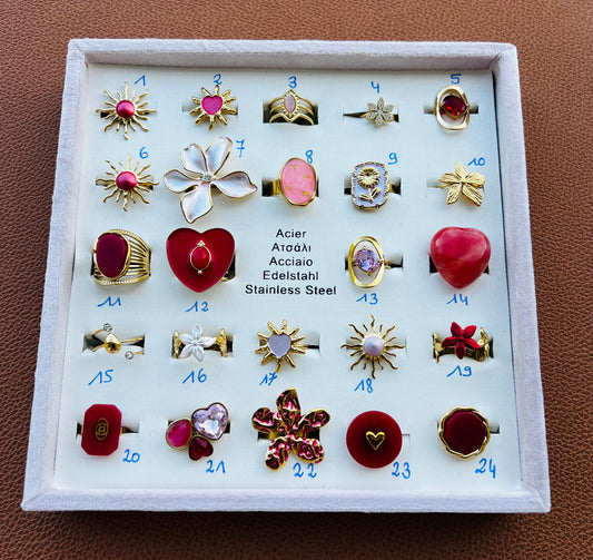 Présentoir Bagues Réglables ROSE/ROUGE Clique sur ton N°
